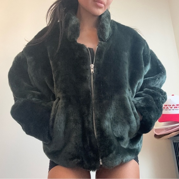 Free People Green Fur Coat - Picture 1 of 5